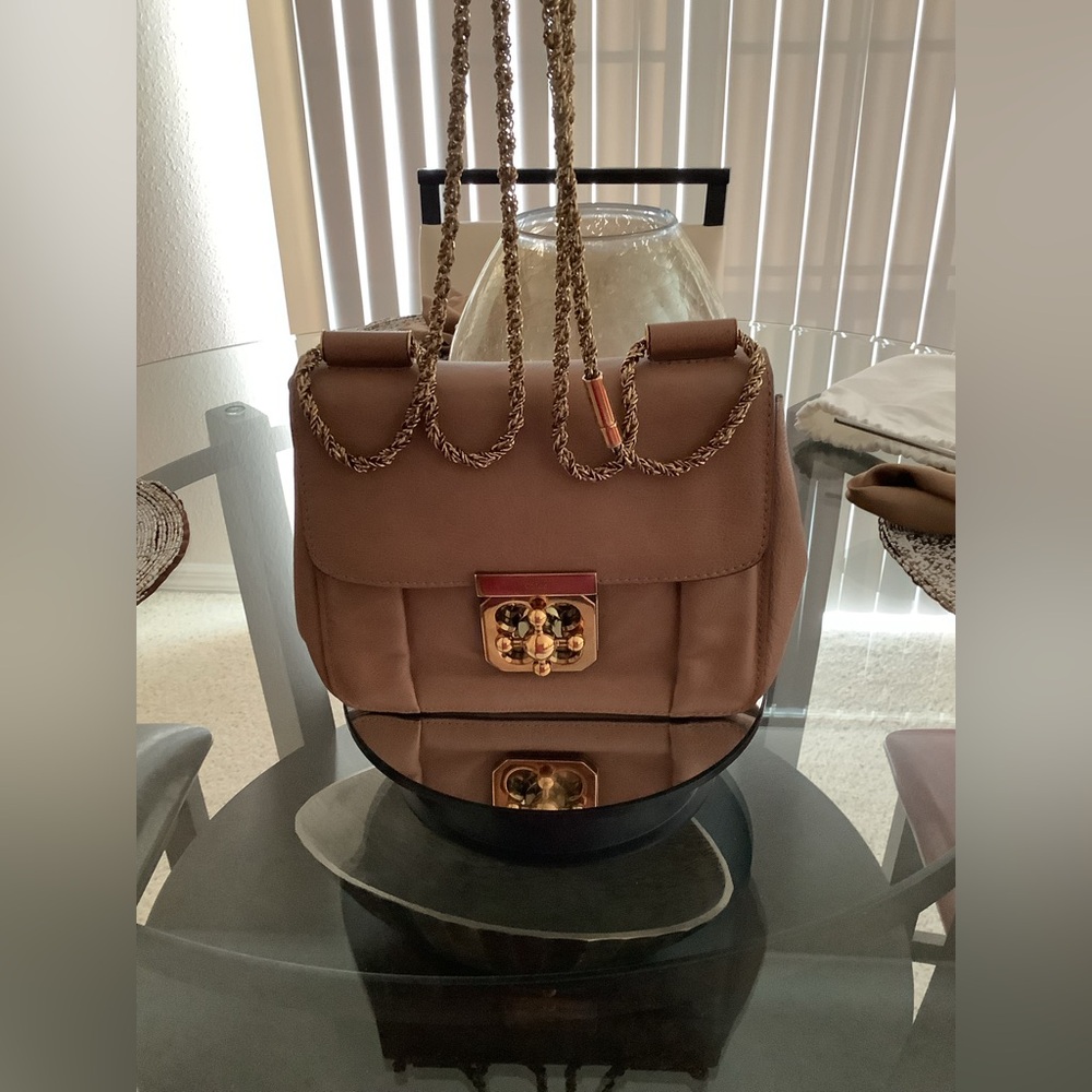 Chloe Tan Gold Crossbody Bag with Luxurious Accents